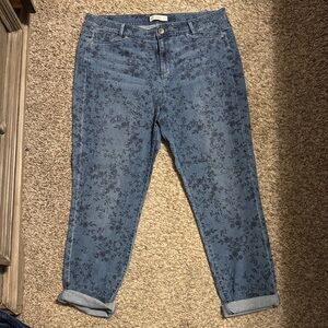 J. Jill Blue Floral Ankle Jeans